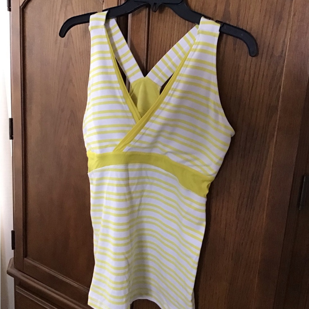 Lululemon Tank Top Yellow White Stripe Women's M